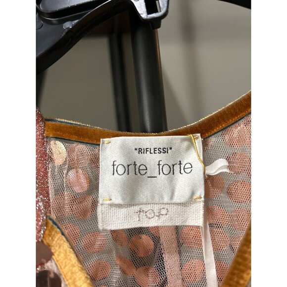 Forte Forte Sequin Embellished Top Rose Gold PINK Womens Size 3 US 8 - Picture 5 of 8